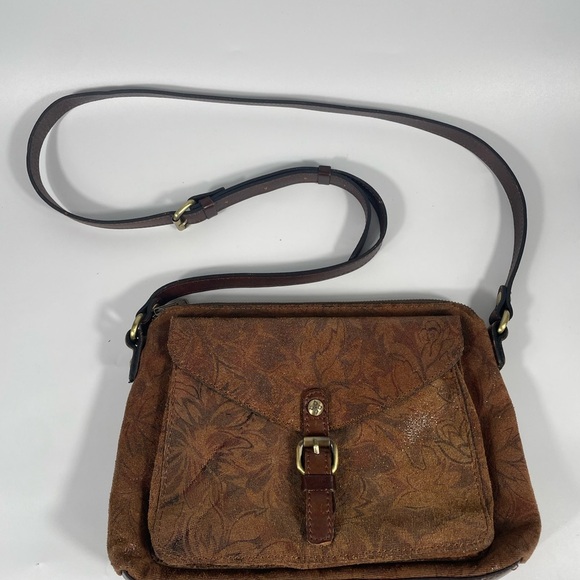 Patricia Nash Napa Etched Floral Leather Crossbody Bag Purse Boho Festival - Picture 2 of 15